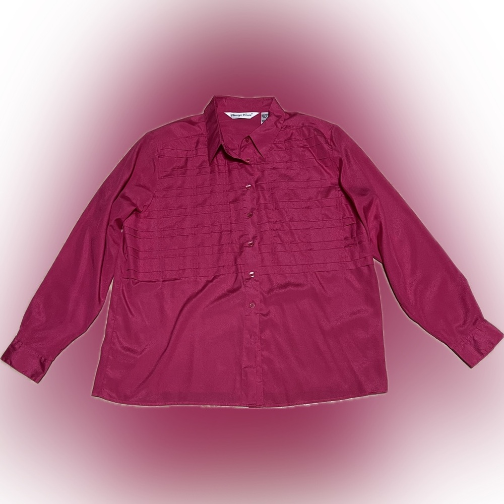 💥Vintage Women’s Carriage Court Hot Pink Blouse Button Front Long Sleeve 18
